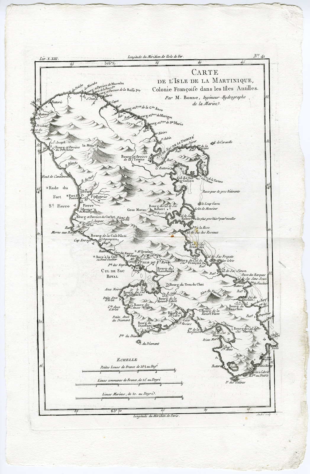 , Antique Print-MARTINIQUE-ANTILLES-CARAIBEAN-Bonne-c.1780, Pictura Antique Prints
