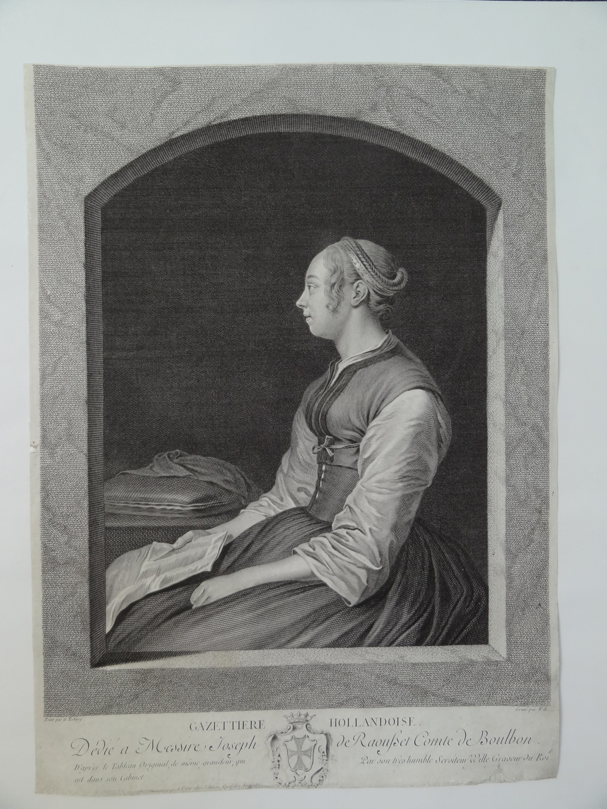 , Antique Print-PORTRAIT LADY-ANCIENT DUTCH DRESS-LOVE-Terborch-Wille-1760, Pictura Antique Prints