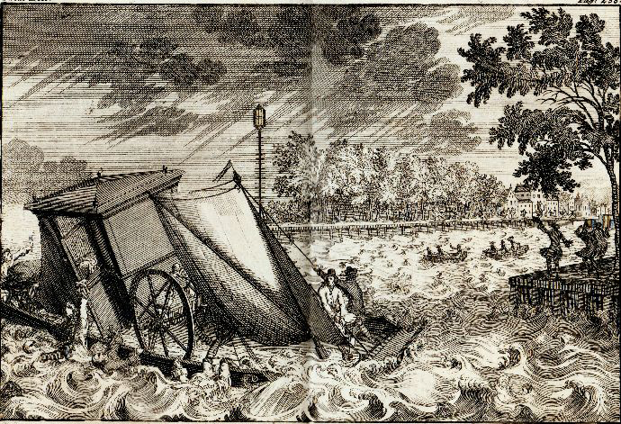 , Antique Print-CARRIAGE-FERRY-DROWNING-PRINCE JOHAN WILLEM FRISO-M. Pool-1716, Pictura Antique Prints