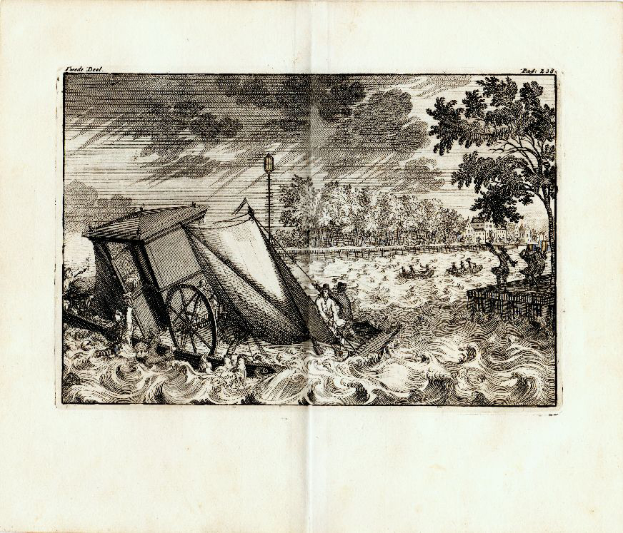 , Antique Print-CARRIAGE-FERRY-DROWNING-PRINCE JOHAN WILLEM FRISO-M. Pool-1716, Pictura Antique Prints