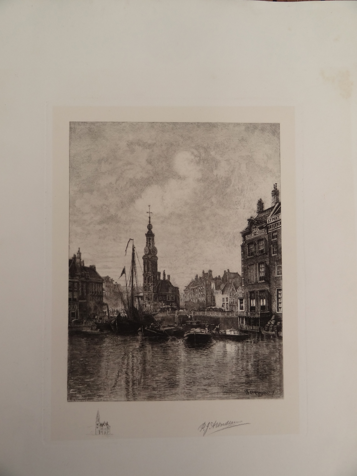 , Antique Print-AMSTEL-MUNT TOWER-DOELEN BRIDGE-AMSTERDAM-Greive-Arendzen-1900, Pictura Antique Prints