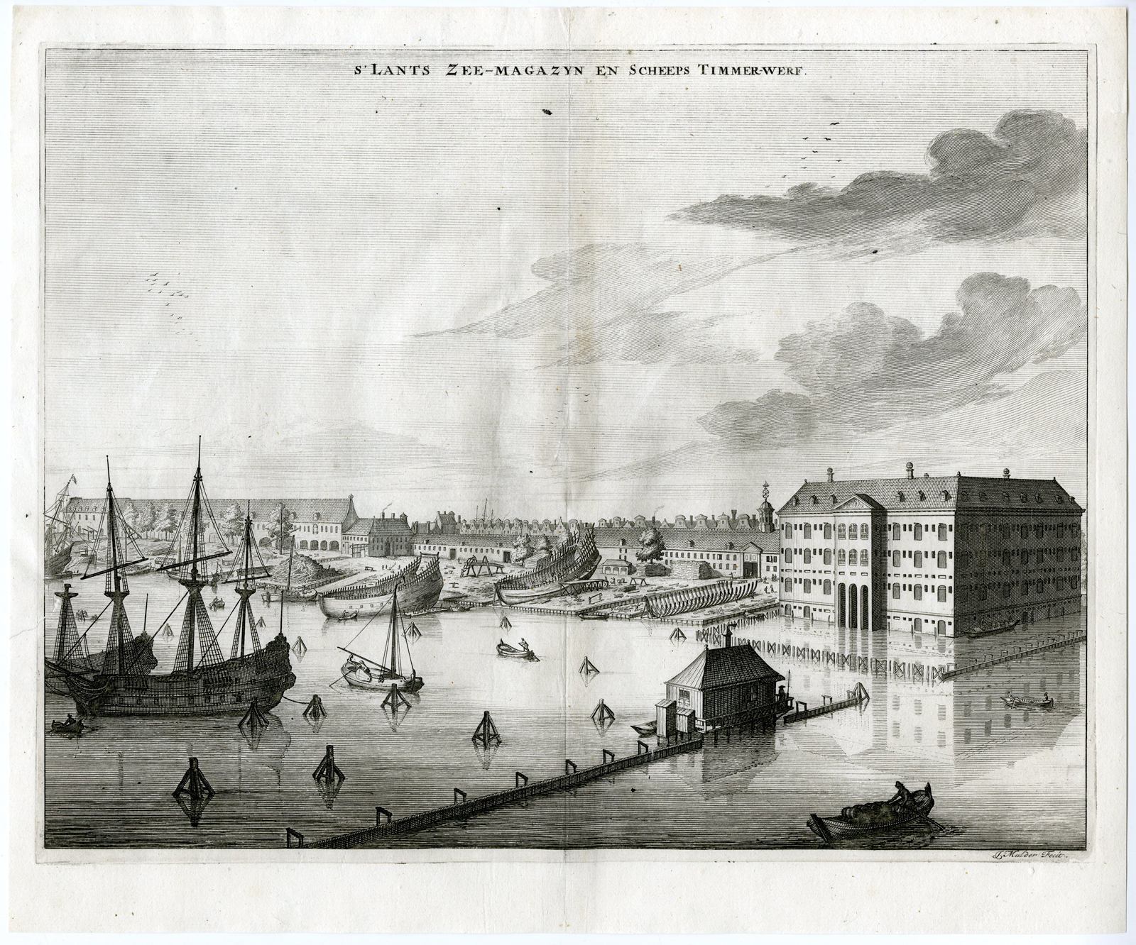 , Antique Print-SHIPYARD-ADMIRALITY-VOC-SHIPS-AMSTERDAM-Mulder-1693, Pictura Antique Prints