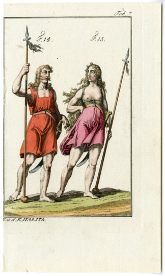 CALEDONIA-SCOTLAND-ENGLAND-WARRIORS-PL.7 [After FERRARIO, 1823]