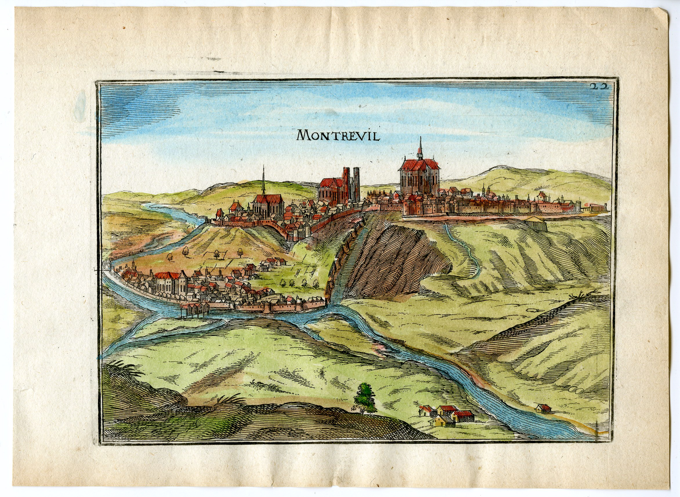 , Antique Print-MONTREUIL-FRANCE-VIEW-Tassin-1634, Pictura Antique Prints