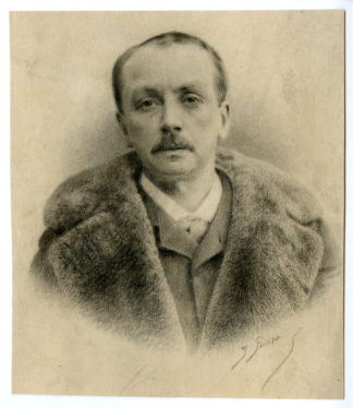 Antique Drawing-MAN-FUR COAT-Philipp-c. 1900