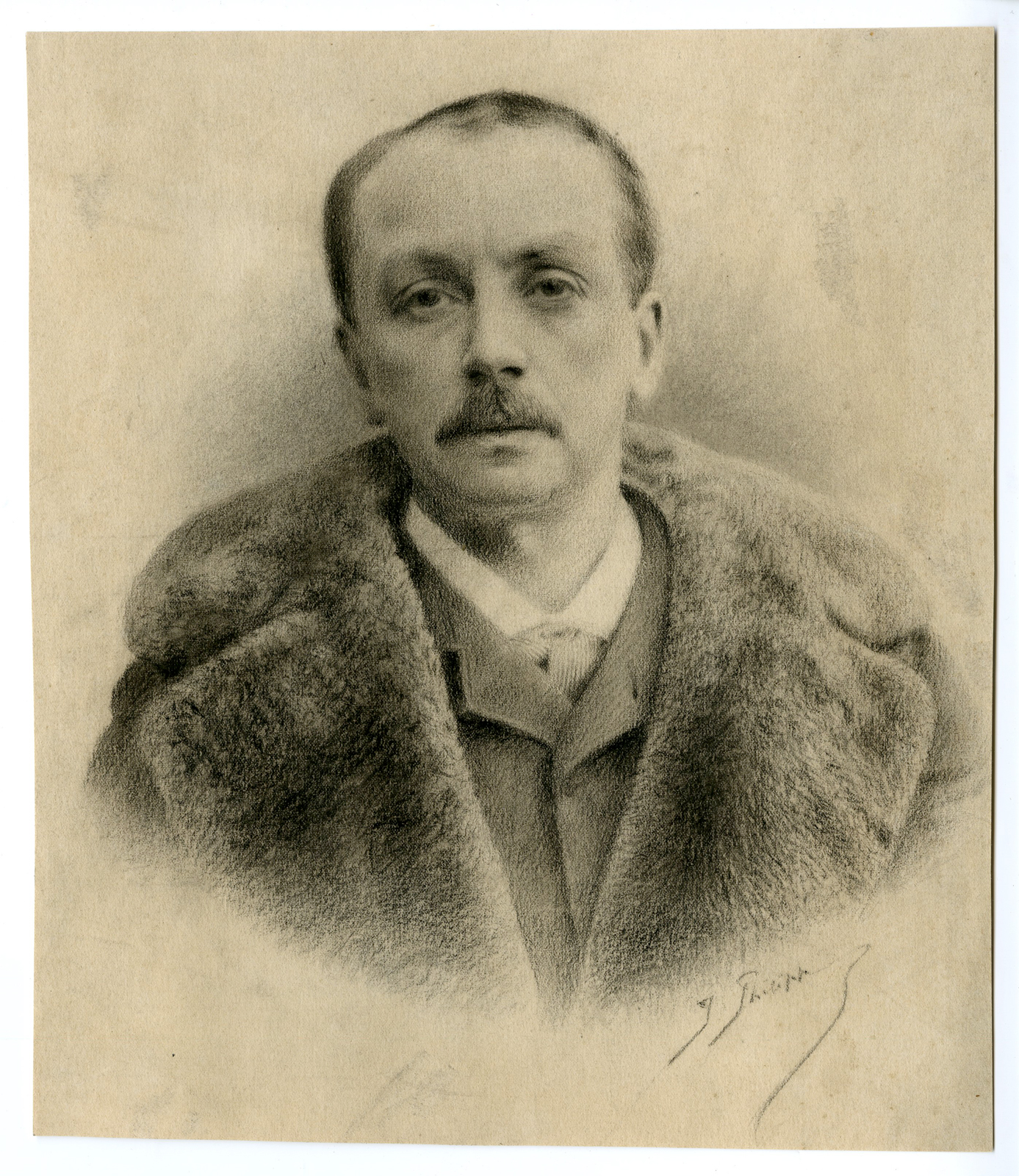 , Antique Drawing-MAN-FUR COAT-Philipp-c. 1900, Pictura Antique Prints
