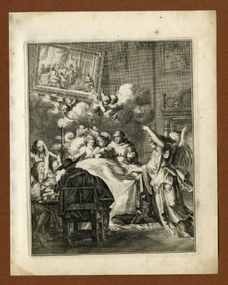 Antique Print - SICK MAN-LAST WILL-TESTAMENT-NOTARY-10-HOOGHE after VIGNE - 1694