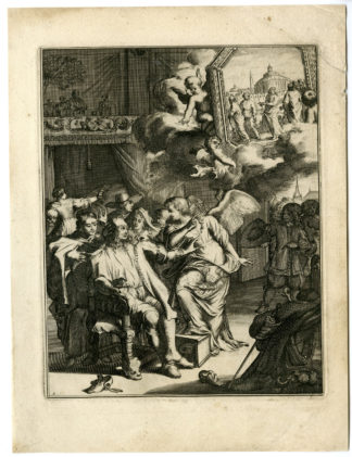 Antique Print - SICK MAN SHOULD PREPARE FOR DEATH-1-DE HOOGHE after VIGNE - 1694
