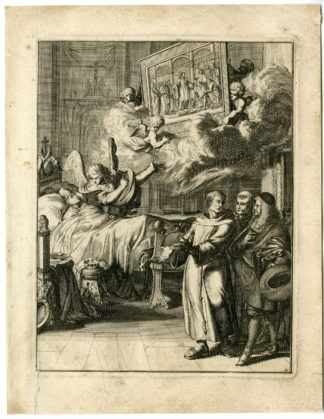 Antique Print - SICK MAN-PREPARE FOR DEATH-CONFESSION-2-DE HOOGHE after VIGNE - 1694