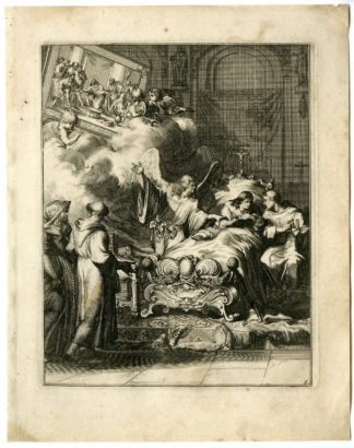 Antique Print - SICK MAN-PREPARE FOR DEATH-CONFESSION-5-DE HOOGHE after VIGNE - 1694