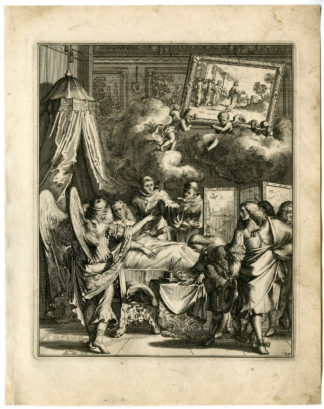 Antique Print - SICK MAN-SONG FOR GOD-THANKFULNESS-14-HOOGHE after VIGNE - 1694