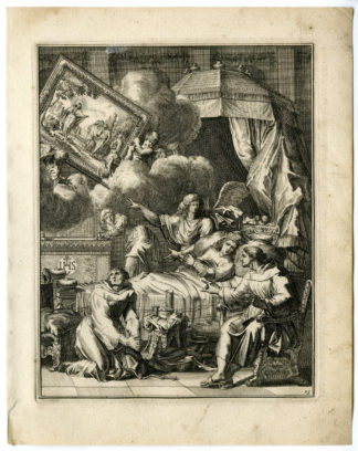 Antique Print - SICK MAN-HOLY OINTMENT-15-HOOGHE after VIGNE - 1694