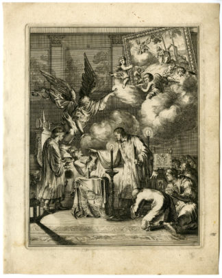 Antique Print - SICK MAN-HOLY OINTMENT-RELIEVE SUFFERING-17-HOOGHE after VIGNE - 1694