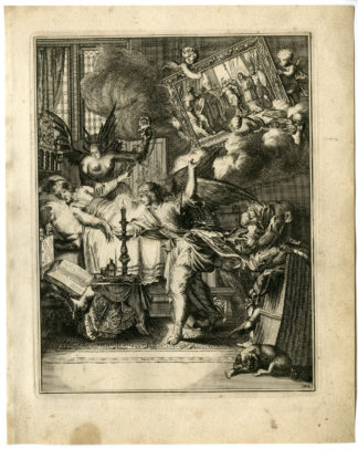Antique Print - SICK MAN-JESUS-PILATE-HEROD-DEVIL-22-HOOGHE after VIGNE - 1694
