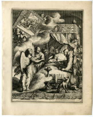 Antique Print - SICK MAN-JESUS-STEADFASTNESS-FORTITUDE-26-HOOGHE after VIGNE - 1694