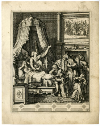 Antique Print - SICK MAN-DEATH-DO NOT MOURN-27-HOOGHE after VIGNE - 1694