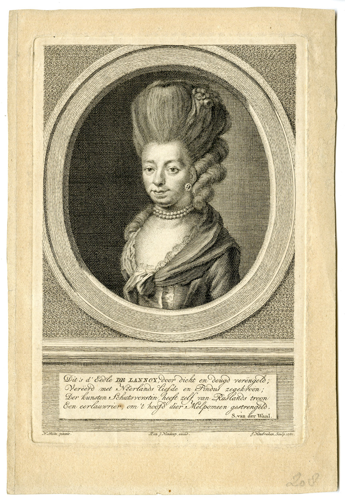 , Antique Print – JULIANA DE LANNOY-ARTIST-PORTRAIT-HOUBRAKEN after RODE – 1780, Pictura Antique Prints
