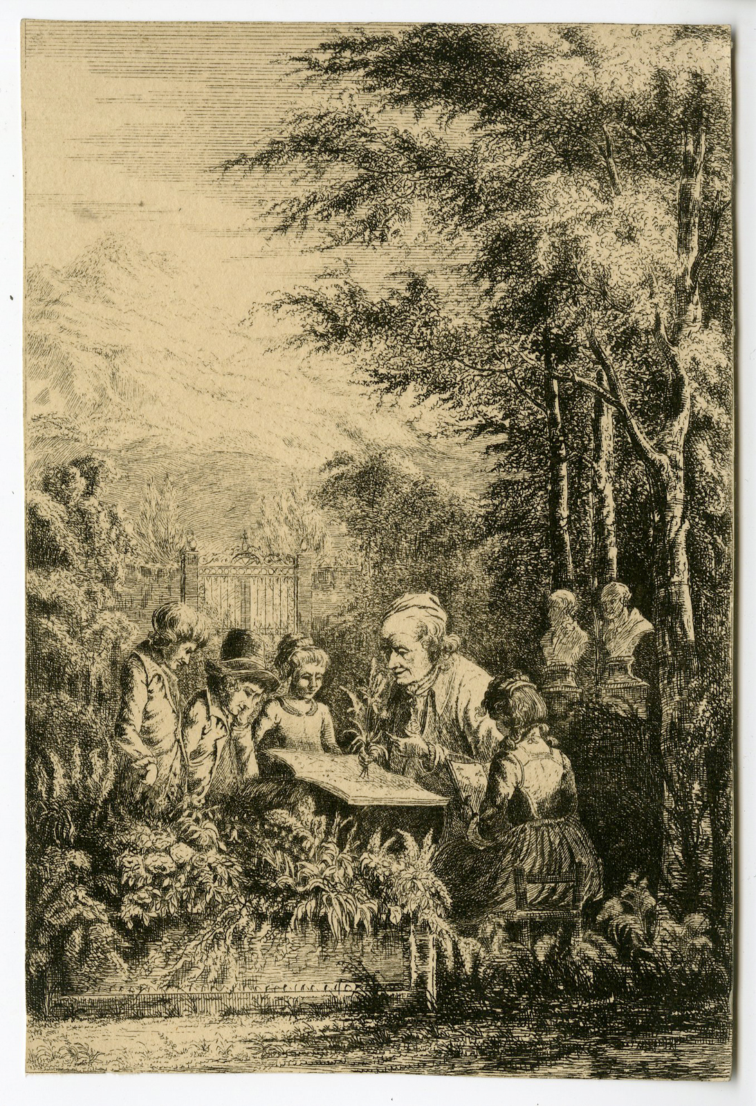 , Antique Print-LA LECON BOTANIQUE-BOTANICAL CLASS-Jean Jacques de Boissieu-1804, Pictura Antique Prints