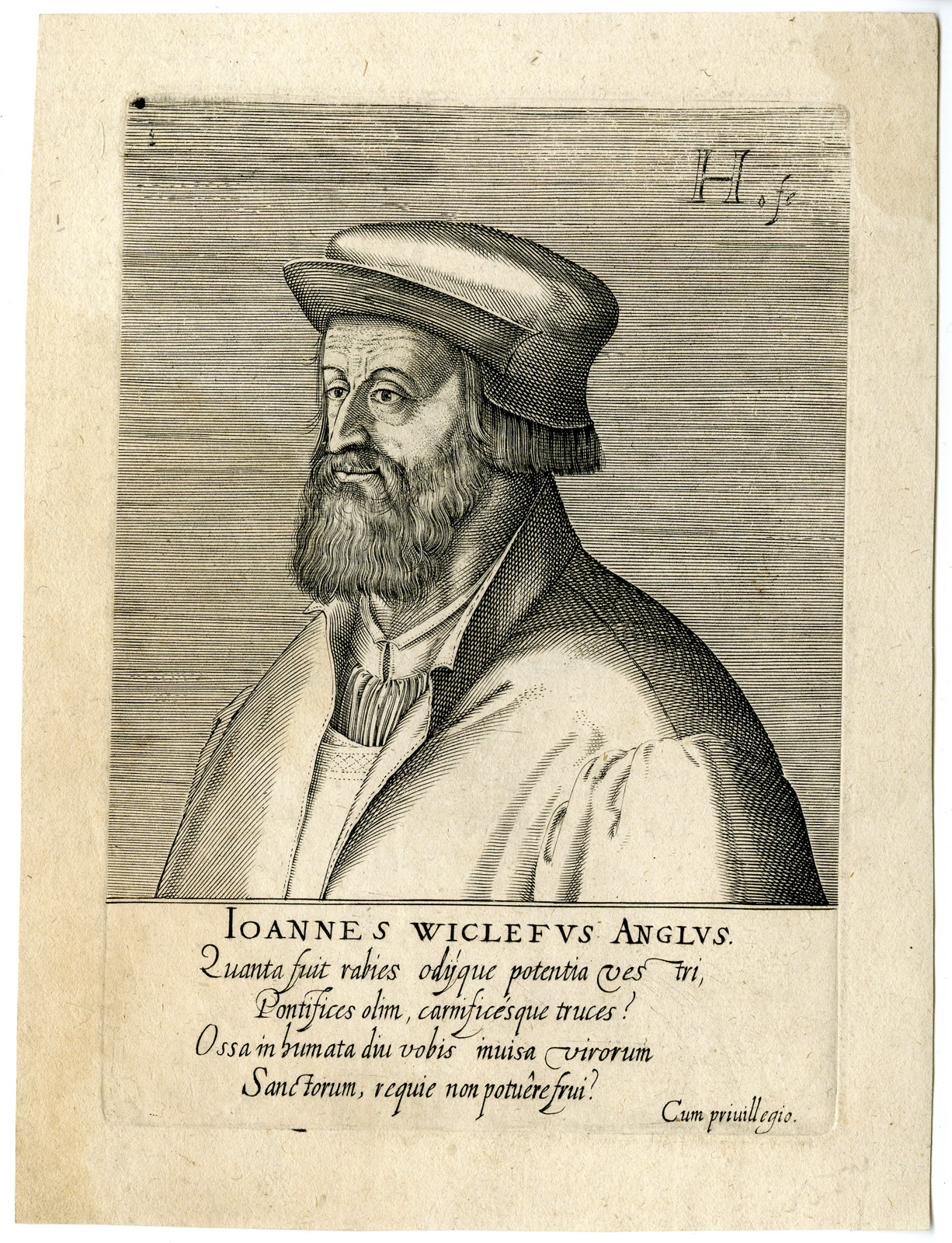 , Antique Print – JOHN WYCLIFFE-REFORMATION-PORTRAIT-HONDIUS after unknown artist – 1602, Pictura Antique Prints
