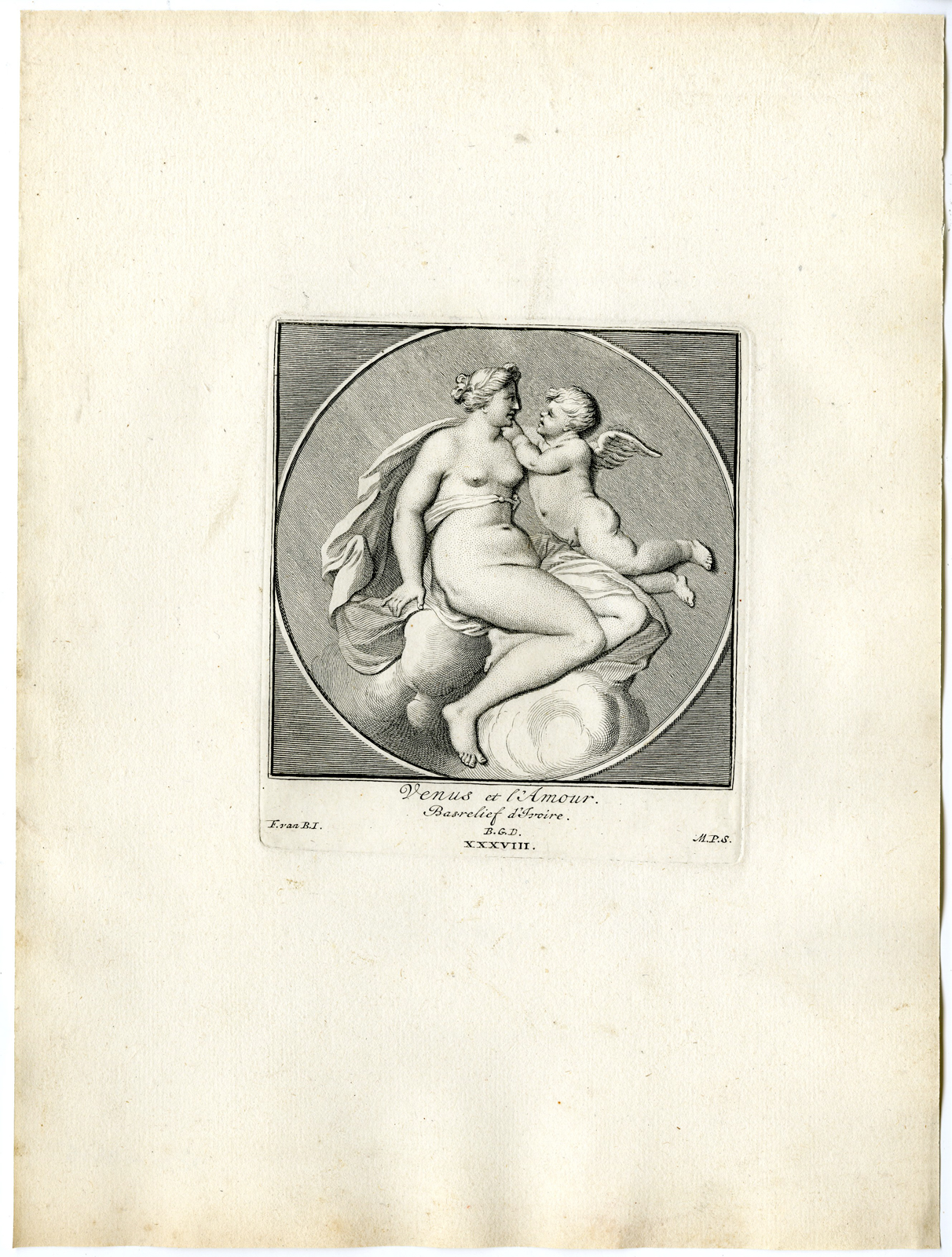 , Antique Print – ‘VENUS-AMOUR-LOVE-AMOR-CUPIDPL.XXXVIII-POOL after BOSSUIT – 1727, Pictura Antique Prints