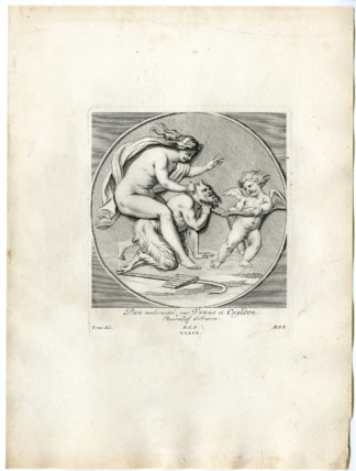 Antique Print - VENUS AND CUPID MISTREATING PAN-PL.XXXIX-POOL after BOSSUIT - 1727
