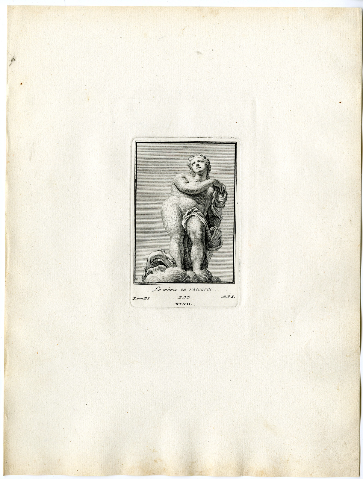 , Antique Print – GALATEA-SEA-NYMPH-DOLPHIN-MYTHOLOGY-XLV-XLVII-POOL after BOSSUIT – 1727, Pictura Antique Prints