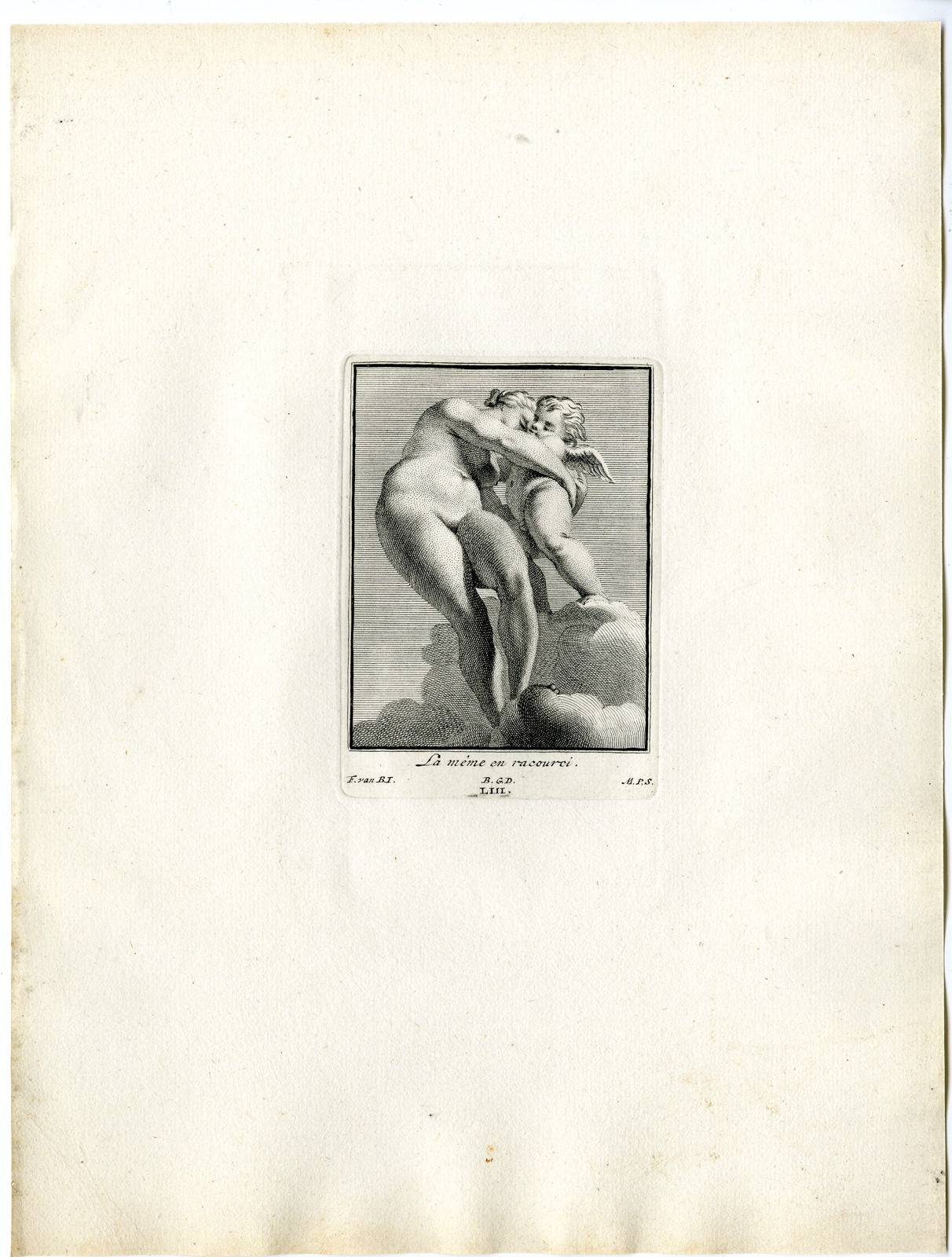 , Antique Print – VENUS-APHRODITE-CUPID-AMOR-PUTTI-PL.LII-LIII-POOL after BOSSUIT – 1727, Pictura Antique Prints