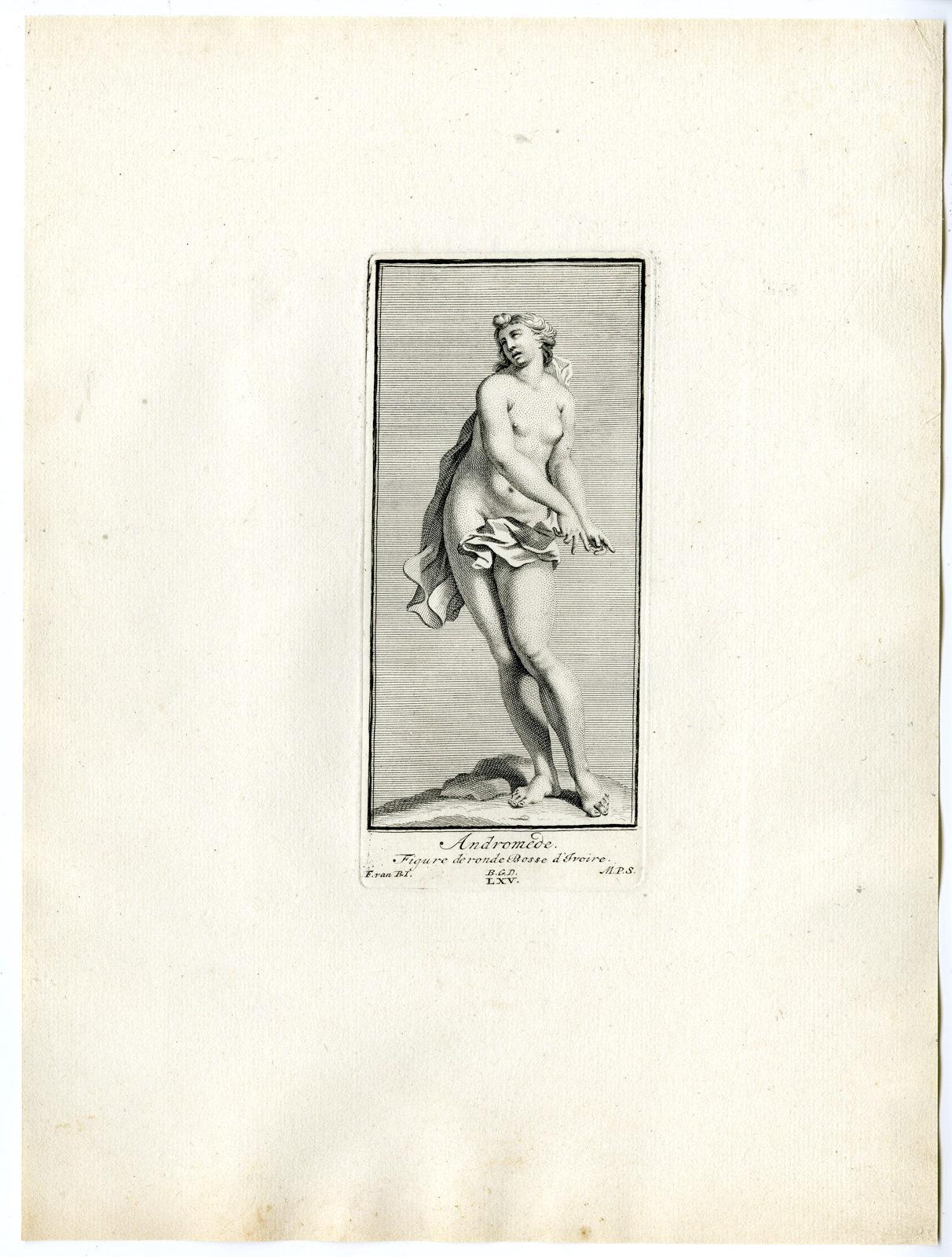 , Antique Print – ANDROMEDA-PRINCESS-AETHIOPIA-MYTHOLOGY-PL.LXV-POOL after BOSSUIT – 1727, Pictura Antique Prints