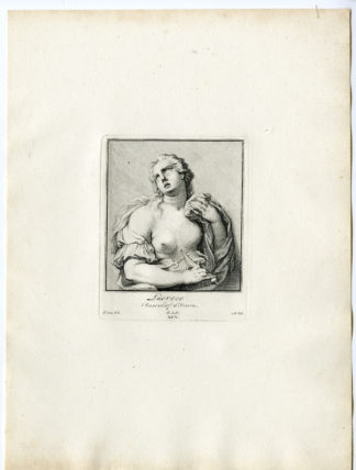 Antique Print - LUCRETIA-SUICIDE-PL.XCV-POOL after BOSSUIT - 1727
