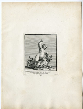 Antique Print - DRAGON-ENFANT-NUDE-CHILD-DRAGON-PL.CI-POOL after BOSSUIT - 1727