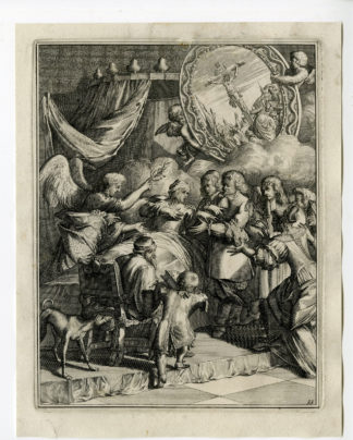 Antique Print - SICK MAN-FORGIVENESS-JESUS-CRUCIFIXION-35-HOOGHE after VIGNE - 1694