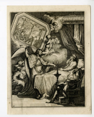 Antique Print - SICK MAN-FORGIVENESS-JESUS-CRUCIFIXION-33-HOOGHE after VIGNE - 1694