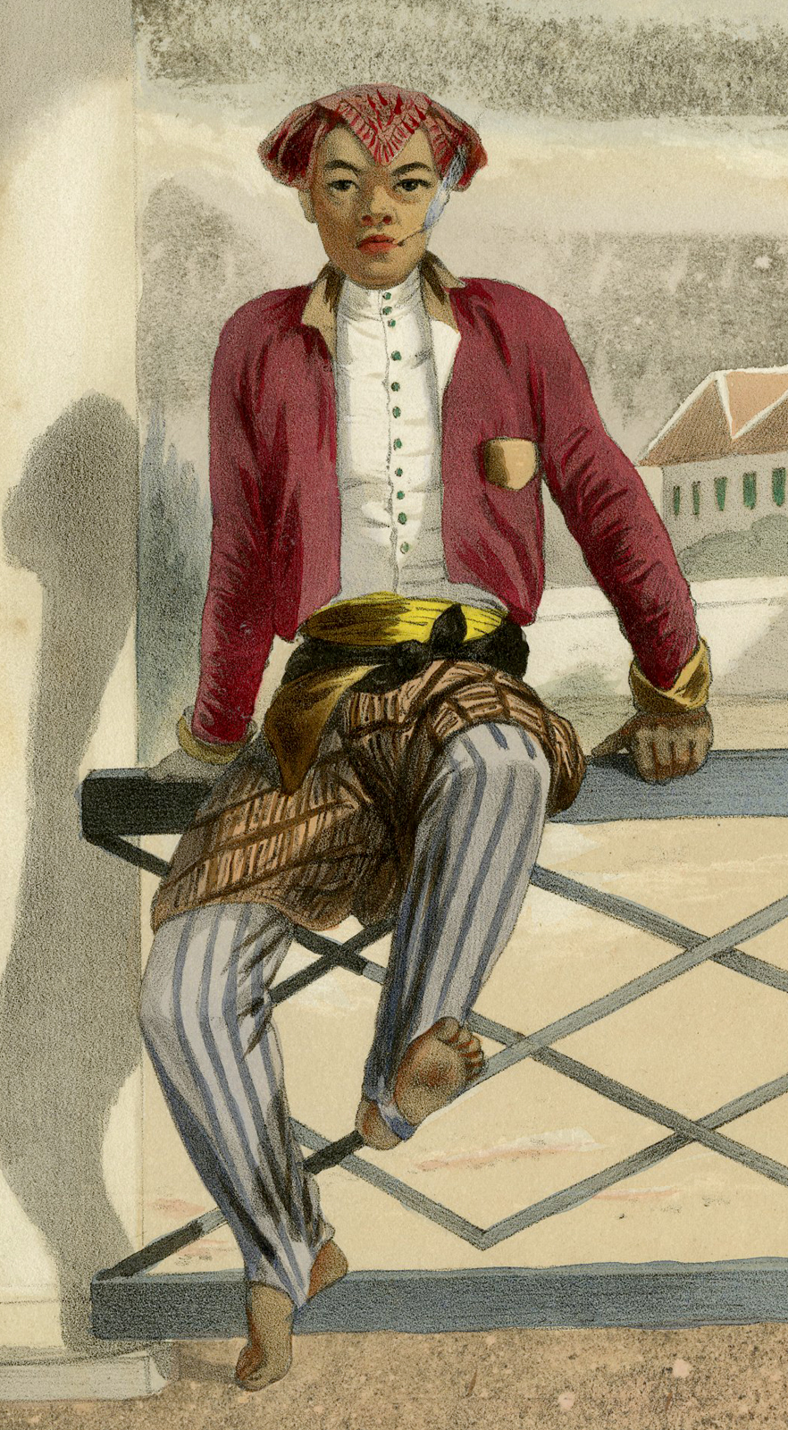 , Antique Print – SERVANT-JAVA-NATIVE-INDONESIA-COSTUME-HARDOUIN after own design published by H.M. LANGE – 1855, Pictura Antique Prints