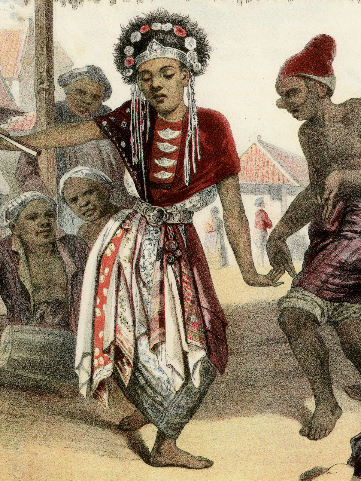 , Antique Print – TOPENG BABAKAN-DANCE-JAVA-INDONESIA-COSTUME-HARDOUIN after own design published by H.M. LANGE – 1855, Pictura Antique Prints