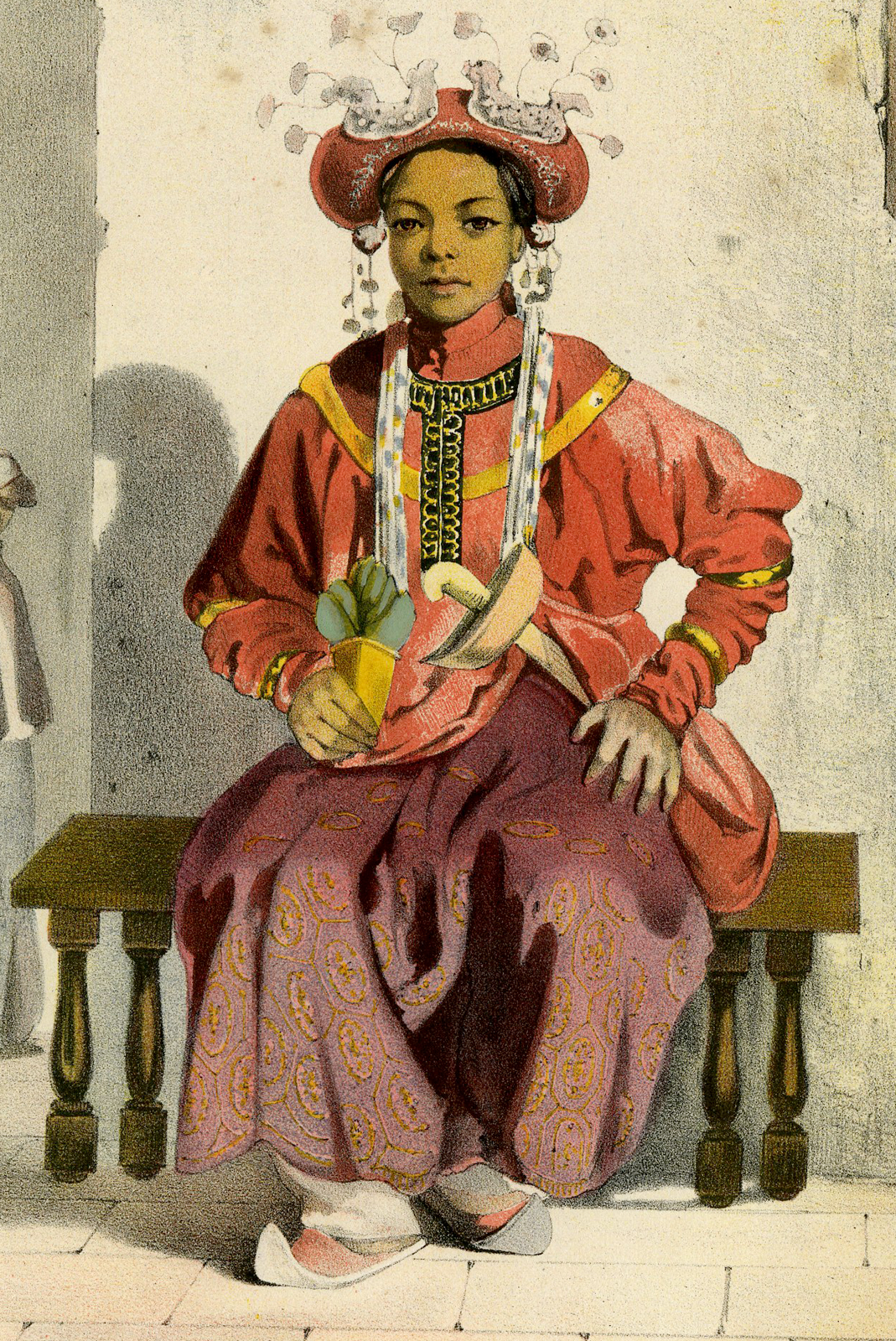 , Antique Print – BRIDEGROOM-SUNDA ISLANDS-COSTUME-JAVA-INDONESIA-HARDOUIN after own design published by H.M. LANGE – 1855, Pictura Antique Prints