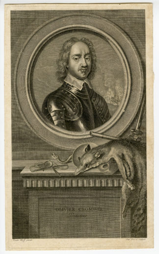 Antique Print - OLIVIER CROMWEL -DREVET after WERFF - c.1700