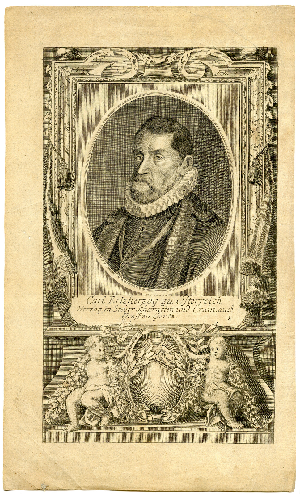 , Antique Print – CARL-ERZHERZOG-AUSTRIA-ROSBACH after unknown artist – 1721, Pictura Antique Prints