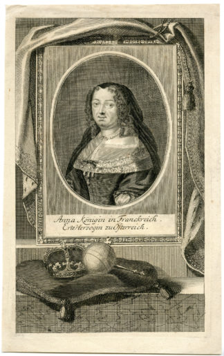 Antique Print - ANNA OF AUSTRIA-WIFE LOUIS XIII-WIDEMAN after unknown artist - 1724