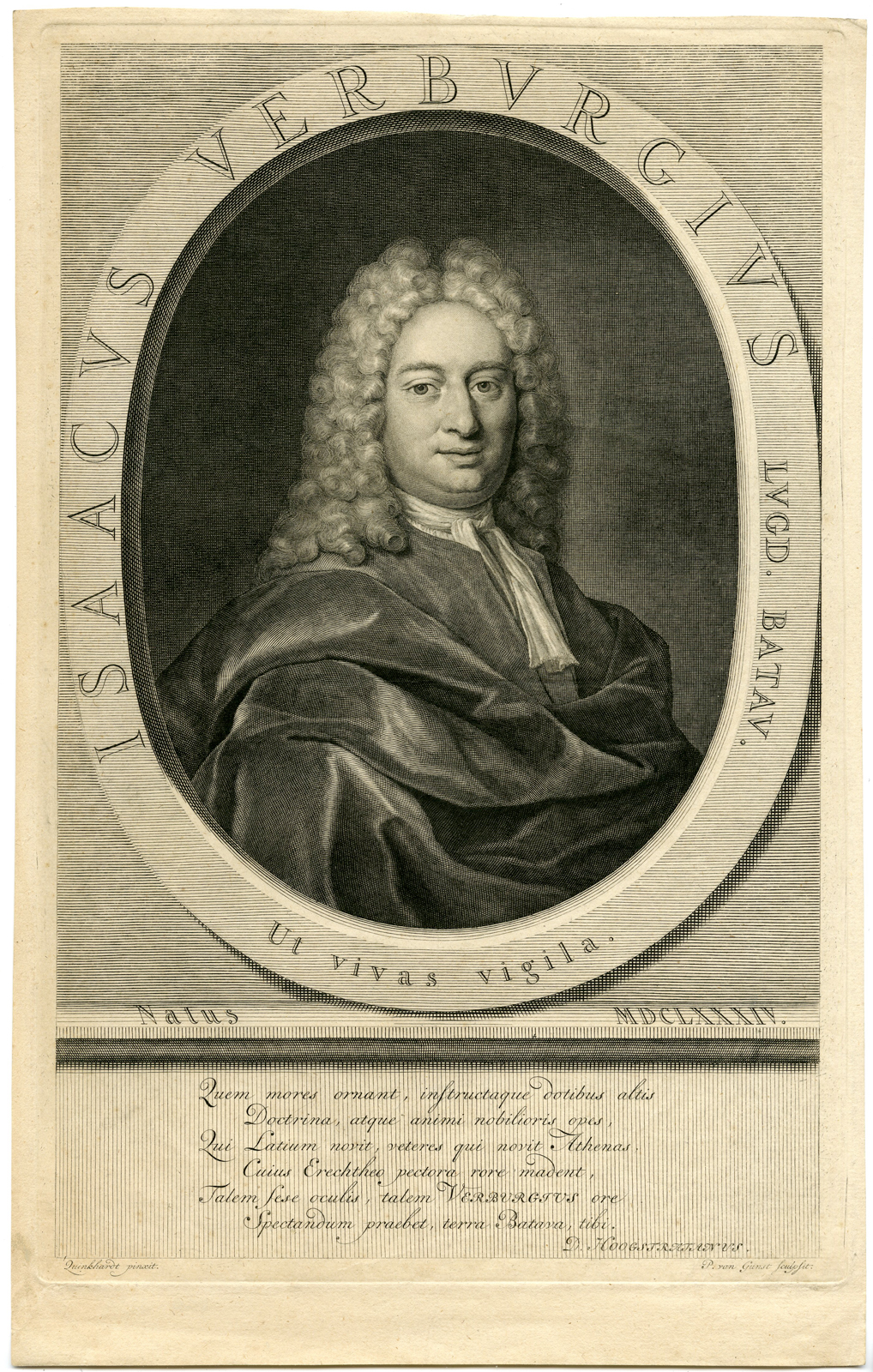, Antique Print – ISAAC VERBURG-AMSTERDAM-LATIN SCHOOL-VAN GUNST after QUINKHARD – c.1720, Pictura Antique Prints