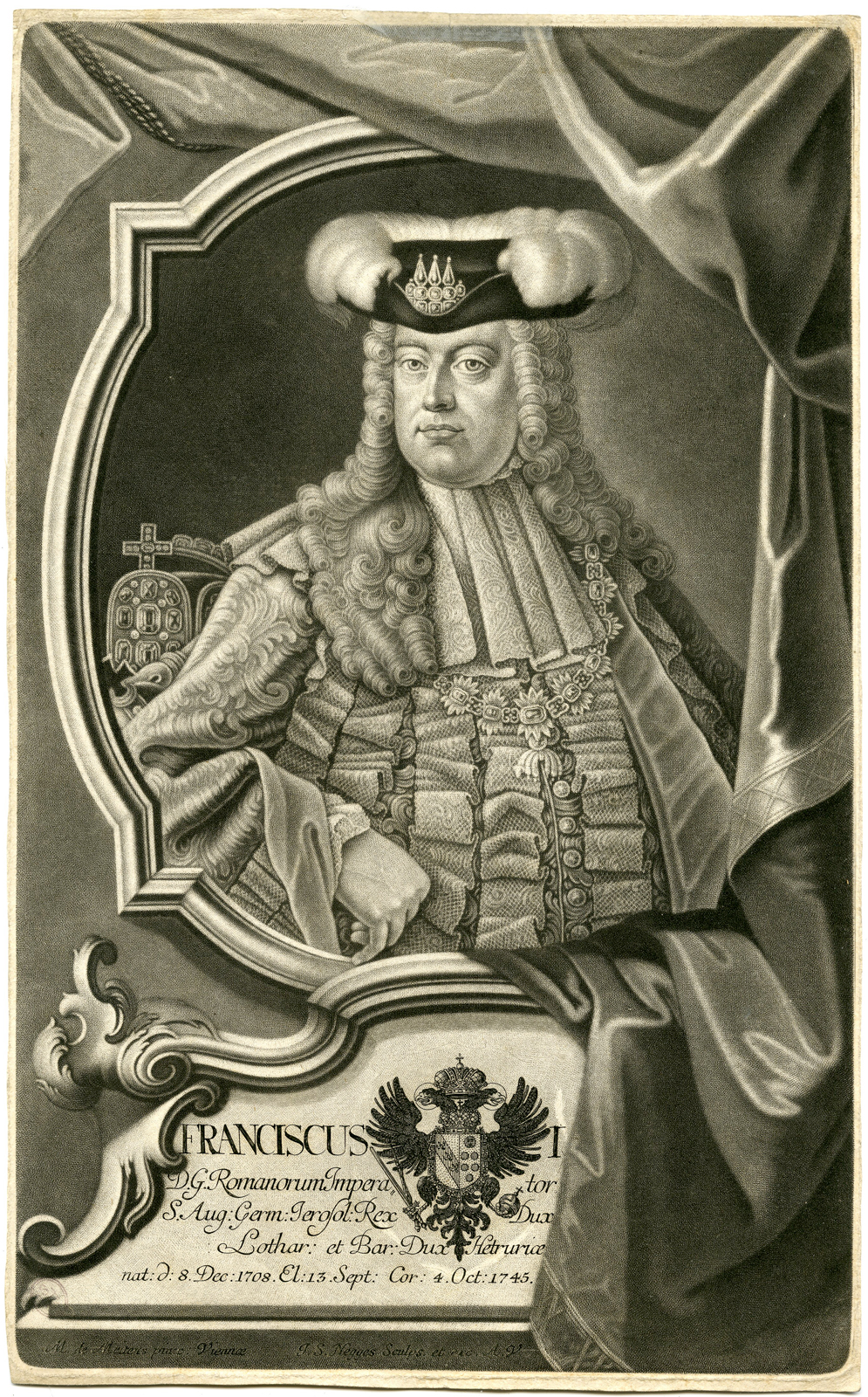 , Antique Print – FRANCIS I-DUKE-HOLY ROMAN EMPEROR-NEGGES after unknown artist – 18th c., Pictura Antique Prints