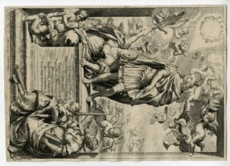 Antique Print - PERDINAND IV-HUNGARY-ALLEGORY-BLOEMAERT after CHIARI - 1648