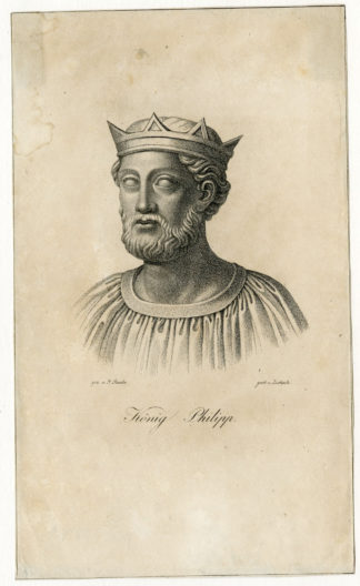 Antique Print - PHILLIP OF SWABIA-CONRAD II-BARABAROSSA-HOLY ROMAN EMPERORS-ZUMPE after RAABE - 1822