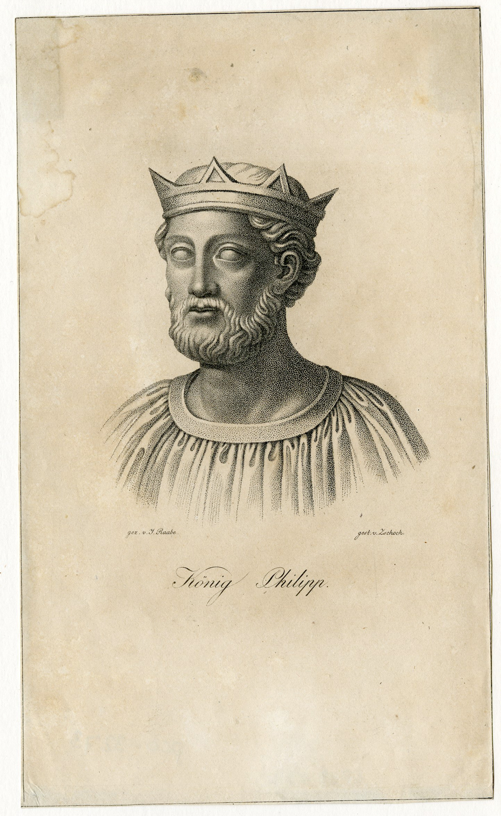 , Antique Print – PHILLIP OF SWABIA-CONRAD II-BARABAROSSA-HOLY ROMAN EMPERORS-ZUMPE after RAABE – 1822, Pictura Antique Prints