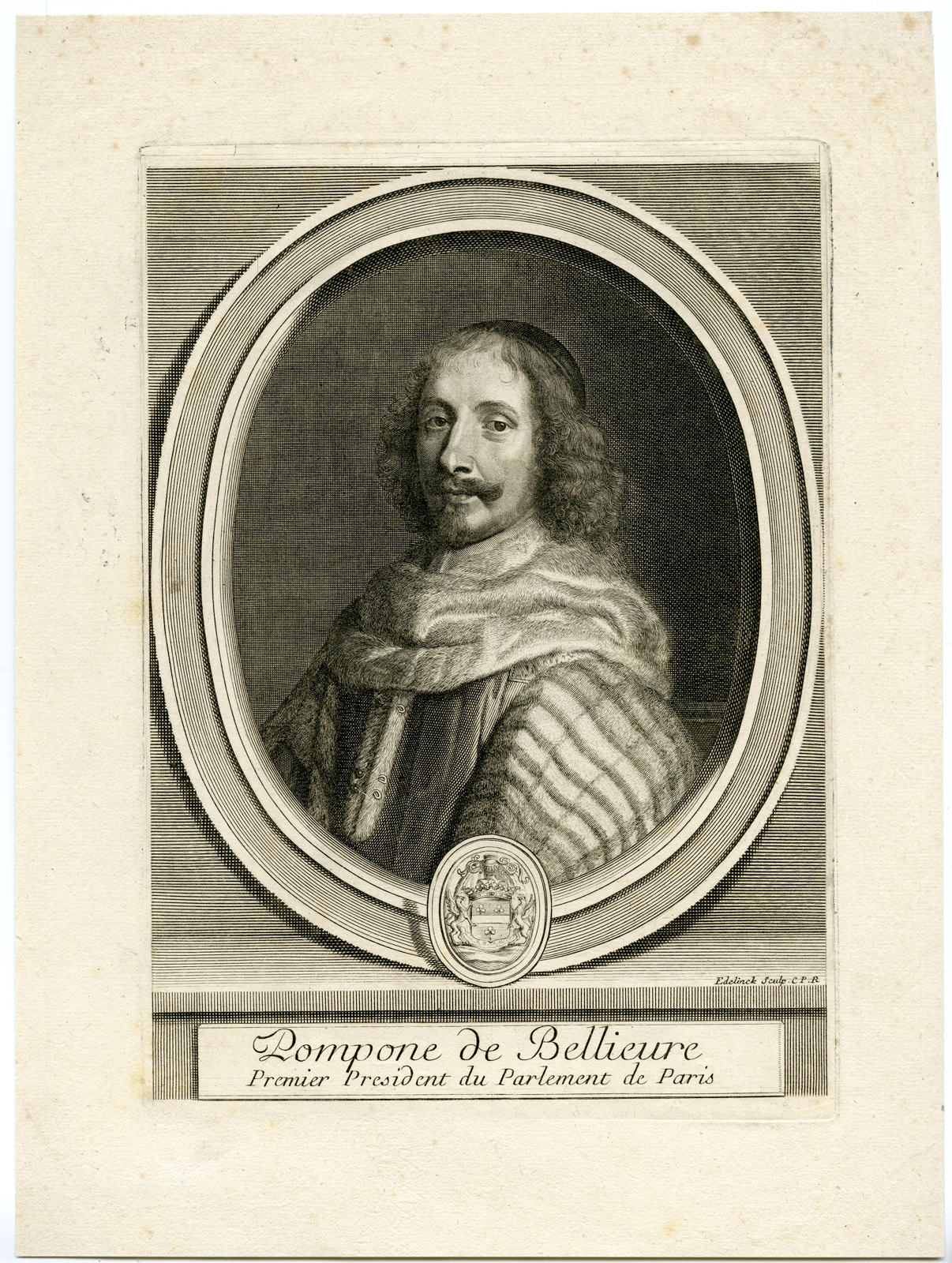 Pco 3286 416x552 Antique Print - POMPONE DE BELLIEURE-PRIME MINISTER-PARIS-FRENCH-EDELINCK after unknown artist - 1696
