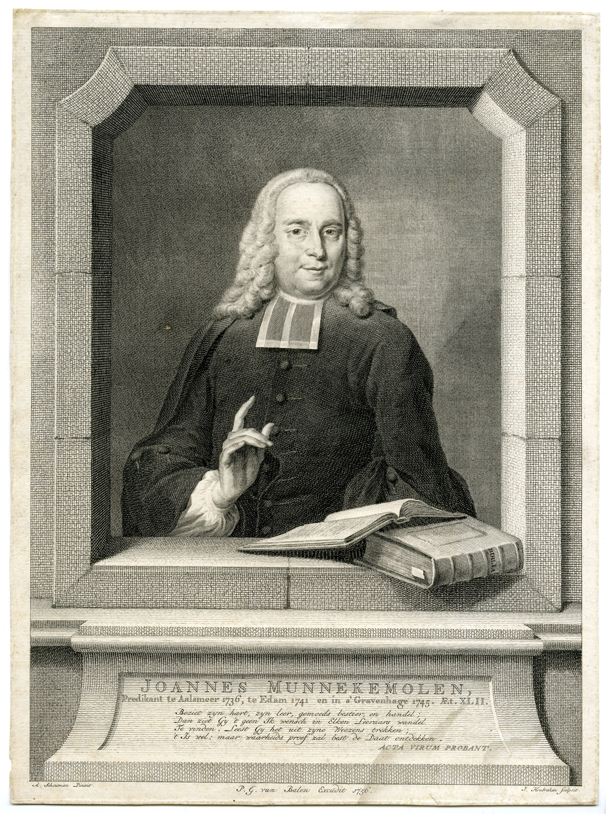 , Antique Print – JOANES MUNNEKEMOLEN-AALSMEER-KING WILLIAM I-HOUBRAKEN after SCHOUWMAN – 1756, Pictura Antique Prints
