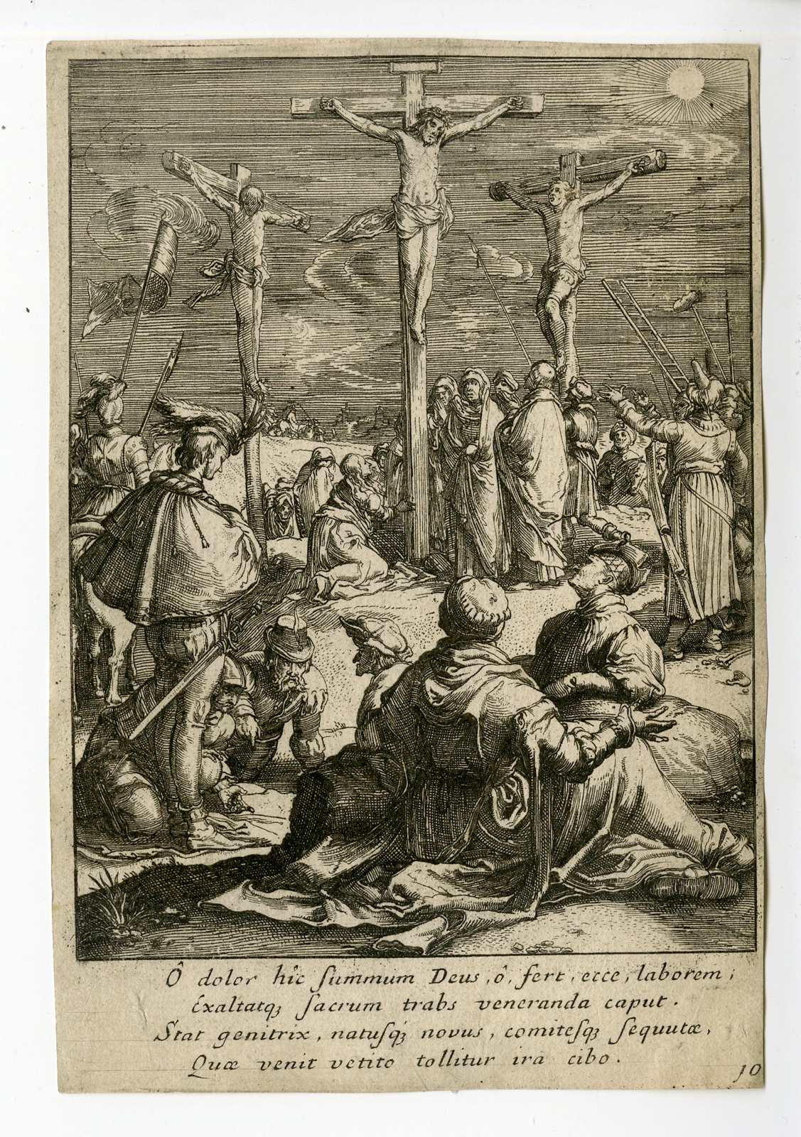 , Antique Print – CHRIST-CRUCIFIXION-COCHIN after GOLTZIUS – 17th. C, Pictura Antique Prints