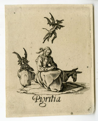 Antique Print - PIGRITIA-LAZINESS-SEVEN DEADLY SINS-DEVIL-ALLARD after CALLOT - ca.1620