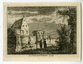 Antique Print - LANDSCAPE-HOUSE-STEPPED GABLE-CITY WALL-FARMER-PHILIPS after unknown artist - 1766