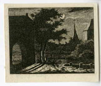 Antique Print - LANDSCAPE-CITY GATE-MOONLIGHT-PHILIPS after unknown artist - 1766