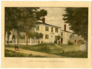 Antique Print - ENGLAND-HOMESTEAD-AMERIKA-NEW YORK CITY-CURRIER & IVES - c.1852
